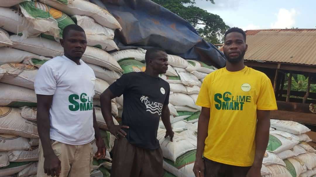 CLIMESMART student peer educators with seedlings, northern Ghana 2021